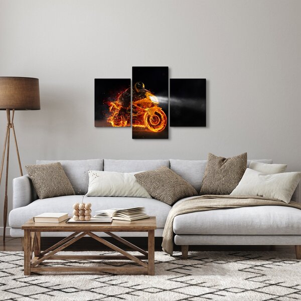 Tablou - Motociclist cu flăcări (90x60 cm)