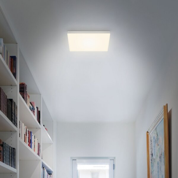 Briloner Flame plafonieră LED, 3000K, 28.7x28.7cm, argintie, Gri, Camera de zi / sufragerie, Plastic