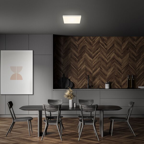 Briloner Flame plafonieră LED, 3000K, 28.7x28.7cm, argintie, Gri, Camera de zi / sufragerie, Plastic