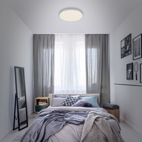 Briloner Flame Star plafonieră LED, 840, Ø38,7 cm, argintie, Alb, Studiu / Birou, Plastic, Modern