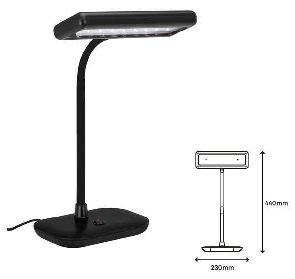 Briloner 7488-015 lampă de birou LED negru 6.500K, Negru, Studiu / Birou, Plastic