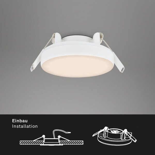 Briloner Plat proiector încastrat LED, alb set de 3, 3.000K, Alb, Baie, Plastic, Modern