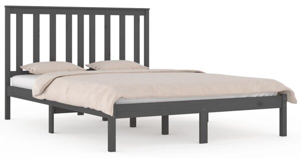 Cadru de pat Super King, gri, 180x200 cm, lemn masiv de pin