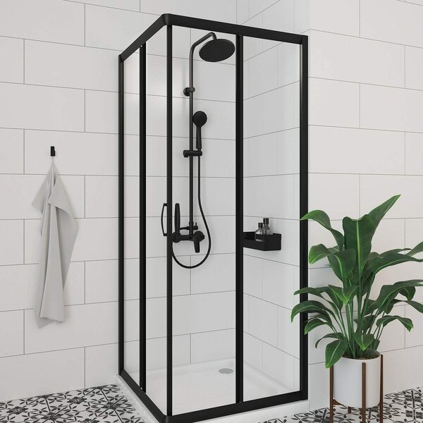 Deante Funkia cabină de duș 90x90 cm pătrat negru mat/sticlă transparentă KYC_N41K
