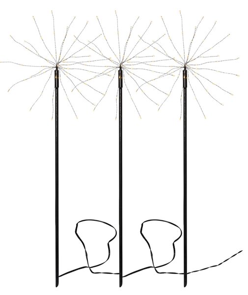 STAR TRADING Lampă decorativă cu LED Firework pentru exterior, set de 3 bucăți, alb cald, Negru, Metal
