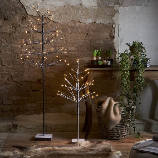 STAR TRADING Copac decorativ cu LED-uri Snowfrost IP20 Înălțime 90cm, Maro / Rugină, Metal