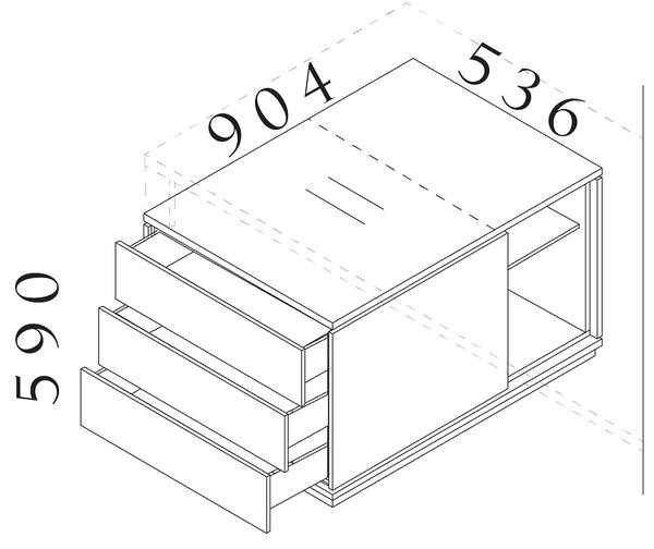 Container Creator 90,4 x 53,6 cm, 2 module - dreapta, alb / wenge