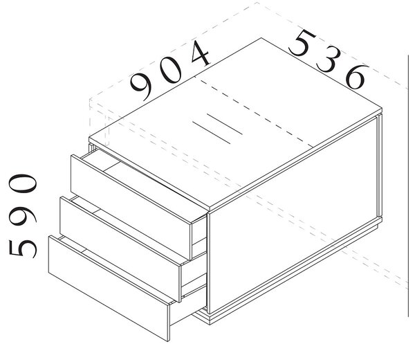 Container Creator 90,4 x 53,6 cm, 2 module - stânga, alb / wenge