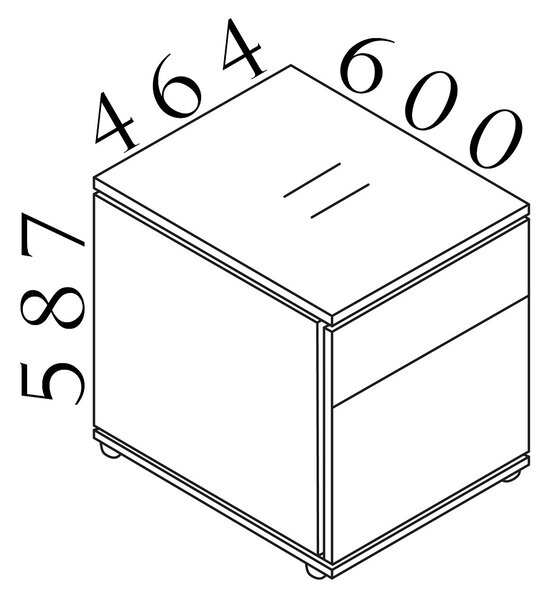Container Creator 46,4 x 60 cm, mobil, alb/wenge