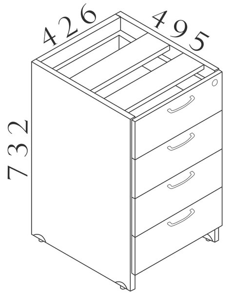 Container Visio LUX 47 x 50 cm, stejar
