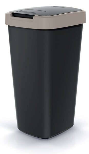 Coș de gunoi cu capac colorat, 25 l, maro/negru