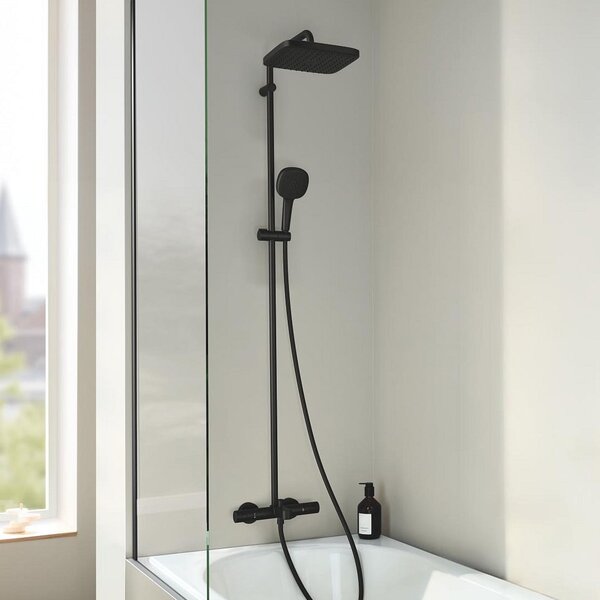 Grohe Vitalio Comfort set cadă și duș perete cu termostat cu duș de ploaie negru 269842431