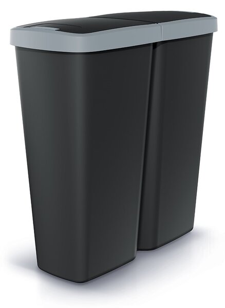 Coș de gunoi DUO negru, 50 l, gri/negru