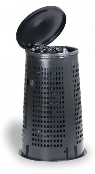 Coș de gunoi exterior - plastic, 120 l, negru