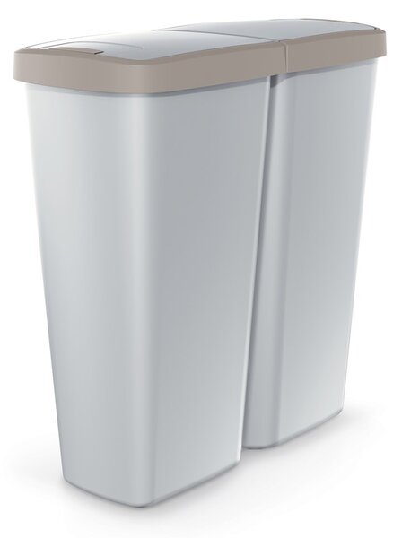 Coș de gunoi DUO gri, 50 l, maro/gri