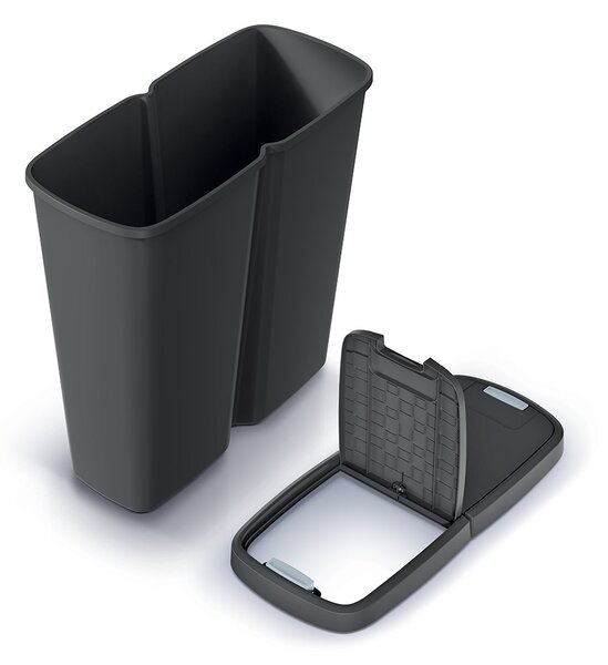 Coș de gunoi DUO negru, 50 l, negru