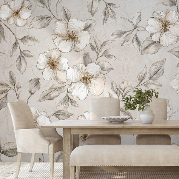 Tapet flori vintage în tonuri delicate