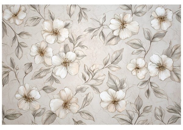 Tapet flori vintage în tonuri delicate