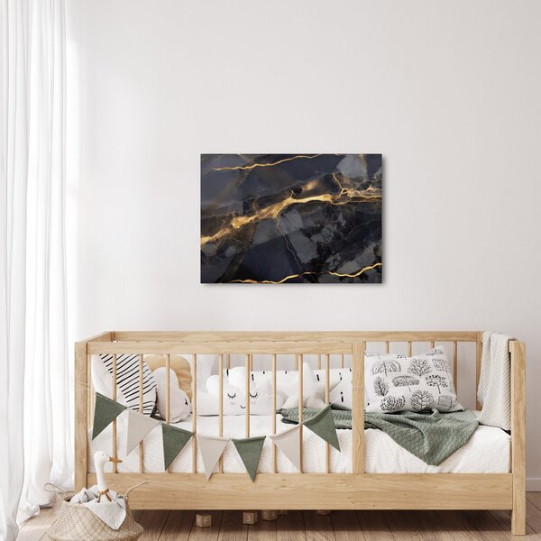 Tablou - Negru - decor auriu (70x50 cm)