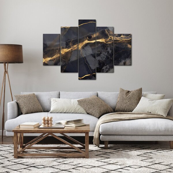 Tablou - Negru - decor auriu (150x105 cm)