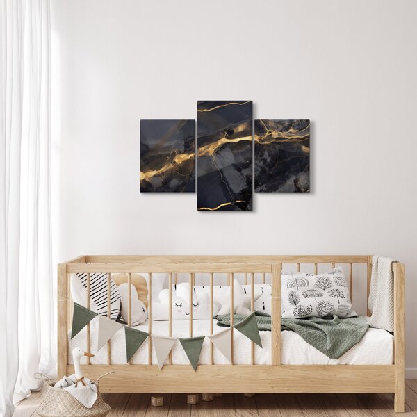 Tablou - Negru - decor auriu (90x60 cm)