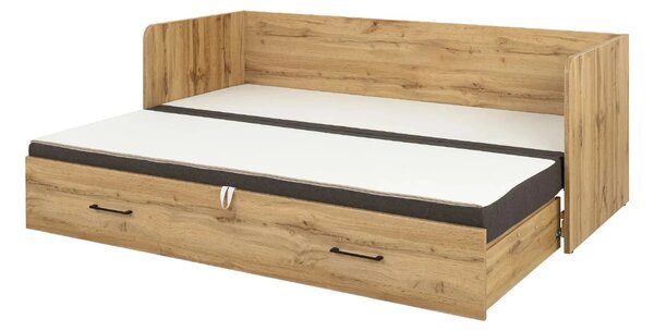 Pat TETRIX 80/160x200, stejar wotan/maro, PAL/stofa, cu saltea extensi