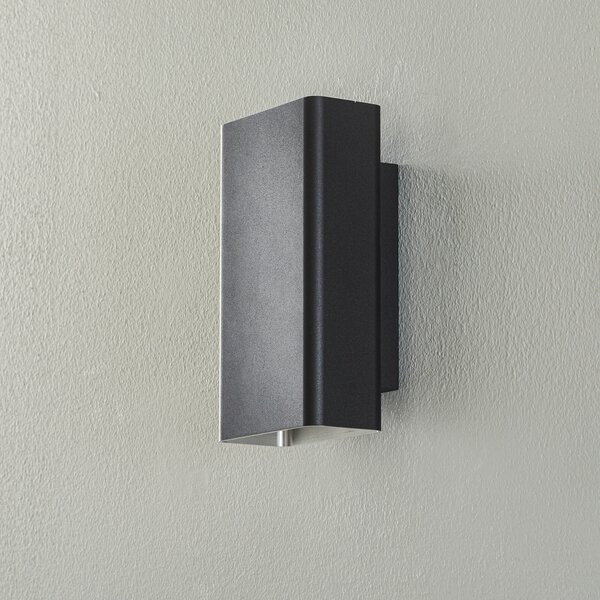 BEGA Studio Line aplică suplă negru/aluminiu 22cm, Negru, Hol, Metal, Modern, Perete unghiular