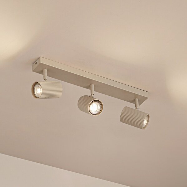 Lindby Spoturi de tavan Kardis, bej, 3 becuri, metal, GU10, reglabil, Bej, Hol, Aluminiu, Modern