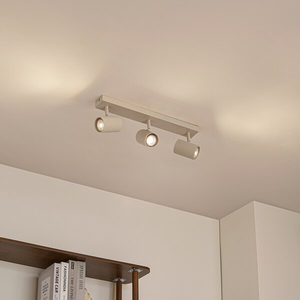 Lindby Spoturi de tavan Kardis, bej, 3 becuri, metal, GU10, reglabil, Bej, Hol, Aluminiu, Modern