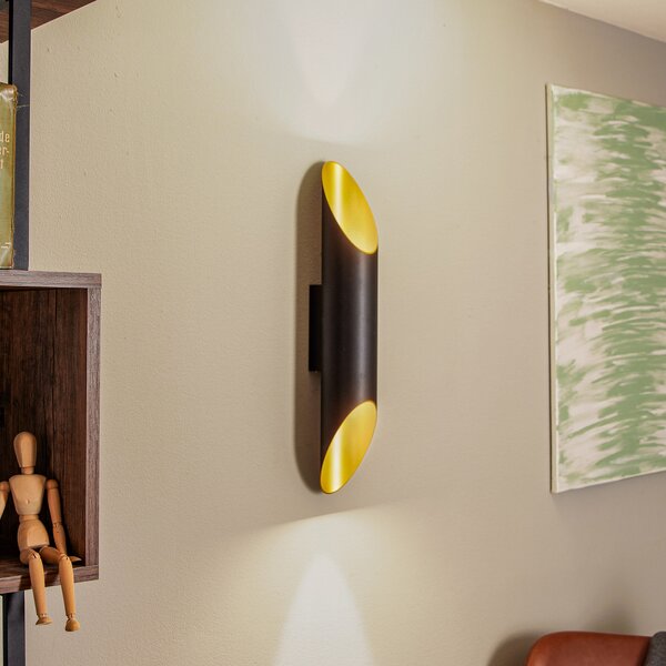 BEGA Studio Line lampă de perete 28W negru/alamă neagră/aur, reglabil, Negru, Hol, Metal, Modern