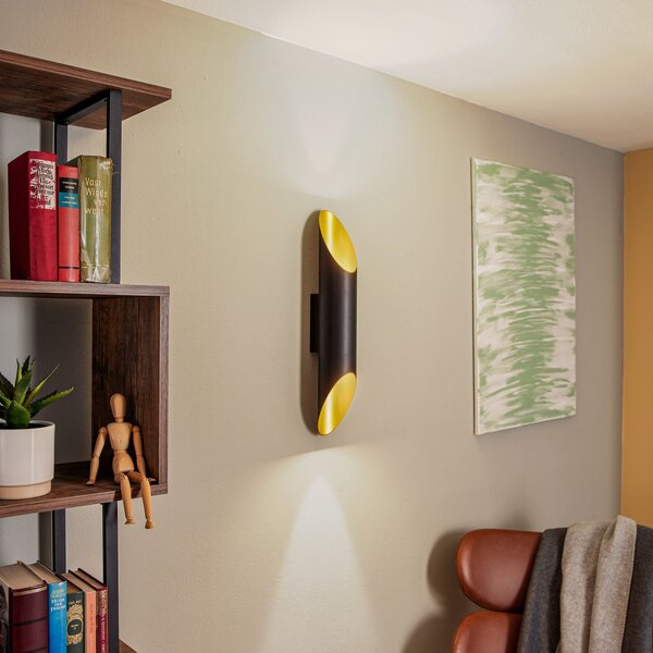 BEGA Studio Line lampă de perete 28W negru/alamă neagră/aur, reglabil, Negru, Hol, Metal, Modern