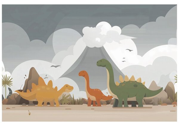 Tapet dinozauri colorati în peisaj