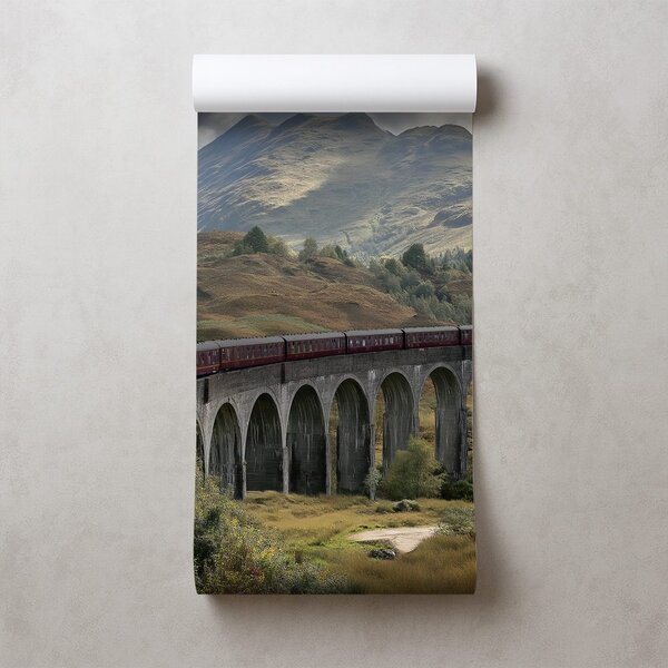 Tapet tren pe viaduct montan
