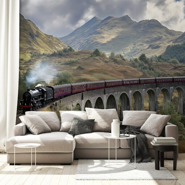 Tapet tren pe viaduct montan