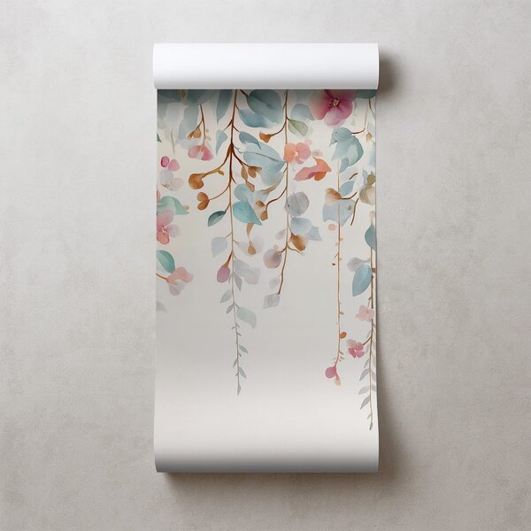 Tapet colibri printre flori pastelate