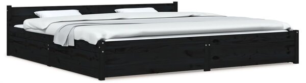 Cadru de pat cu sertare Super King 6FT, negru, 180x200 cm