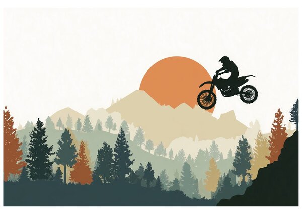 Tapet săritură de motocros în munți