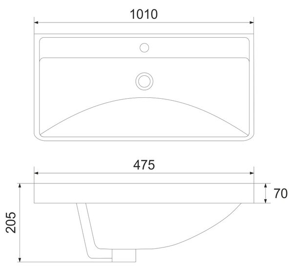 Mereo, Mereo Siena, mobilier baie cu lavoar ceramic 101 cm, alb lucios, MER-CN4121