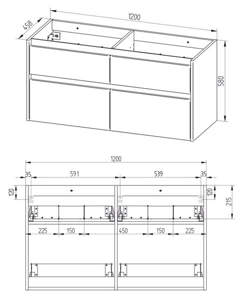 Mereo, Mereo Opto, mobilier de baie cu lavoar ceramic 121 cm, stejar Riviera, MER-CN923