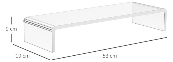 Suport transparent pentru monitor HOMCOM 53x19x9cm | Aosom Romania