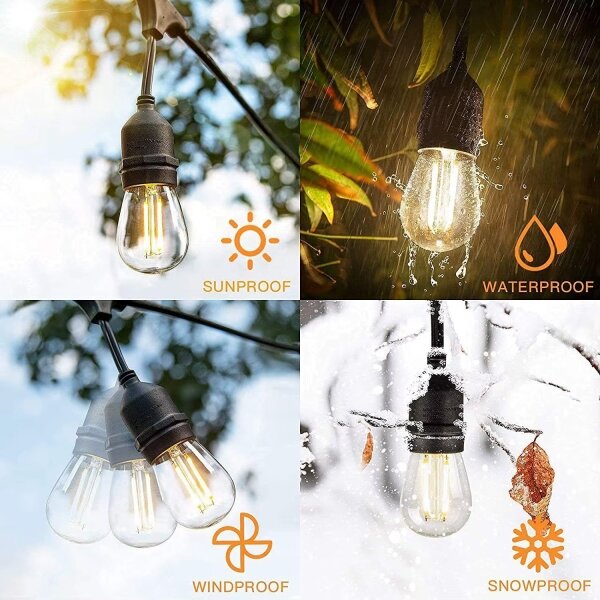 LED șir decorativ exterior 20xE27/1W/230V 20 m IP65 negru