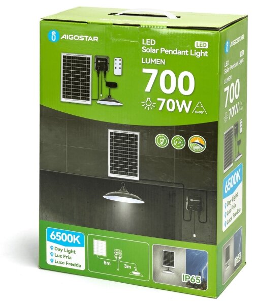 Lustră LED solară Aigostar LED/70W/12V 6000 mAh 6500K d. 23,5 cm