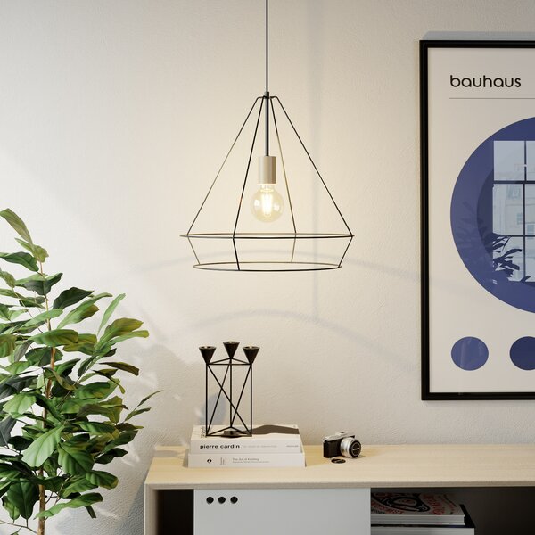 Envostar Lampă suspendată deschisă cu abajur din metal, unghiulară, reglabil, Negru, Camera de zi / sufragerie, Metal, Modern
