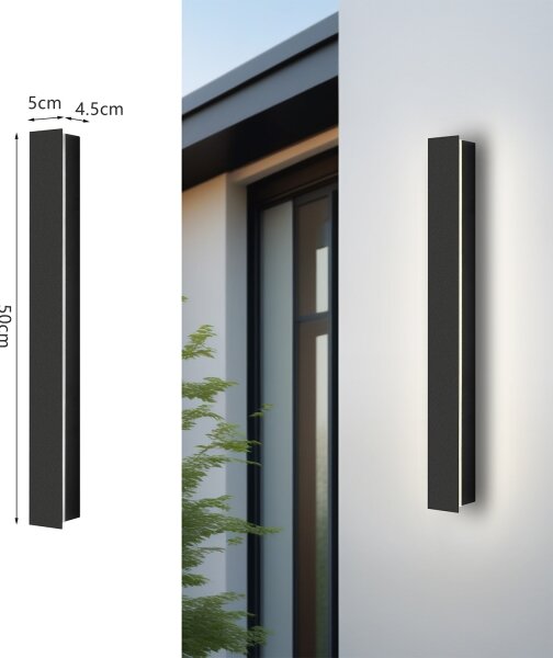 Brilagi - Aplica LED exterior LINEAR, 12W, 230V, 3000K, IP65, negru