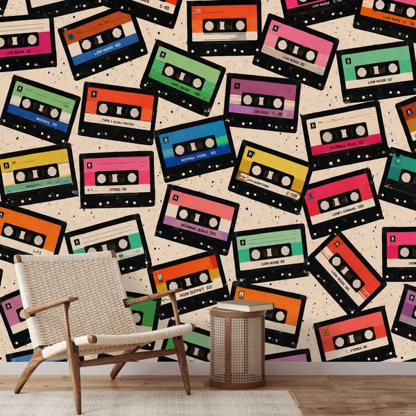 Tapet casete colorate retro
