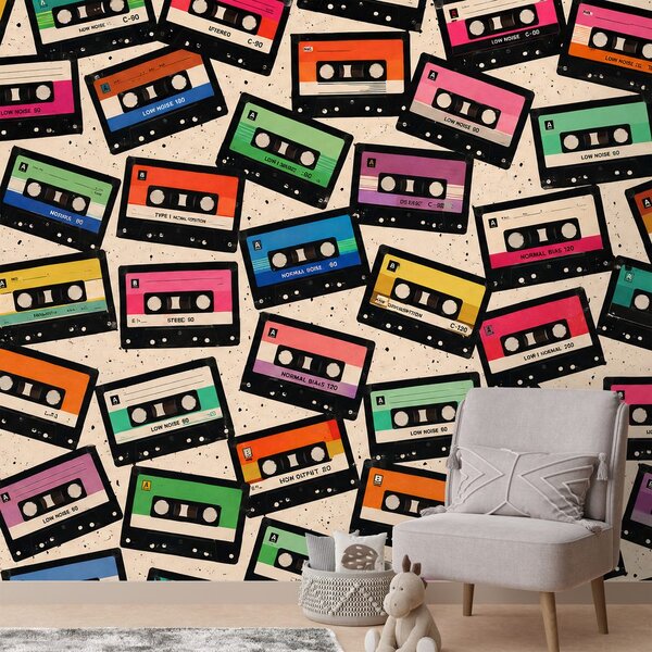 Tapet casete colorate retro
