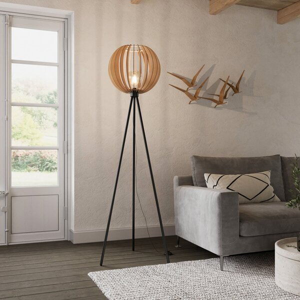 Envostar Lampadar Clay, metal/placaj de mesteacăn, Negru, Camera de zi / sufragerie, Metal, Scandinavă