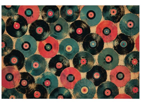 Tapet discuri de vinil retro colorate