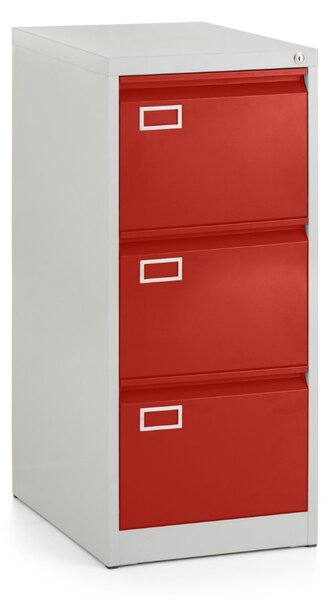 Dosar metalic A4 - 3 sertare, 45,5 x 62 x 101,5 cm, incuietoare cilindrica, rosu - ral 3000