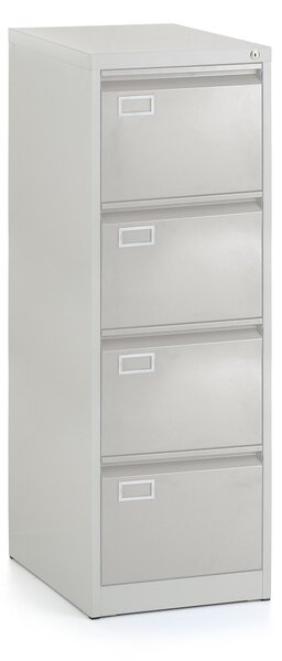 Dosar metalic A4 - 4 sertare, 45,5 x 62 x 132 cm, blocare cilindrica, gri deschis - ral 7035